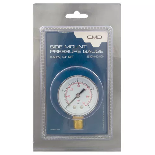 0-60 Pressure Gauge Bot/Side Mount Clam Shell Pack 25501-020-800