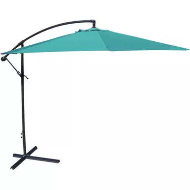 10-Ft Offset Cantilever Patio Umbrella with Aruba Teal Canopy
