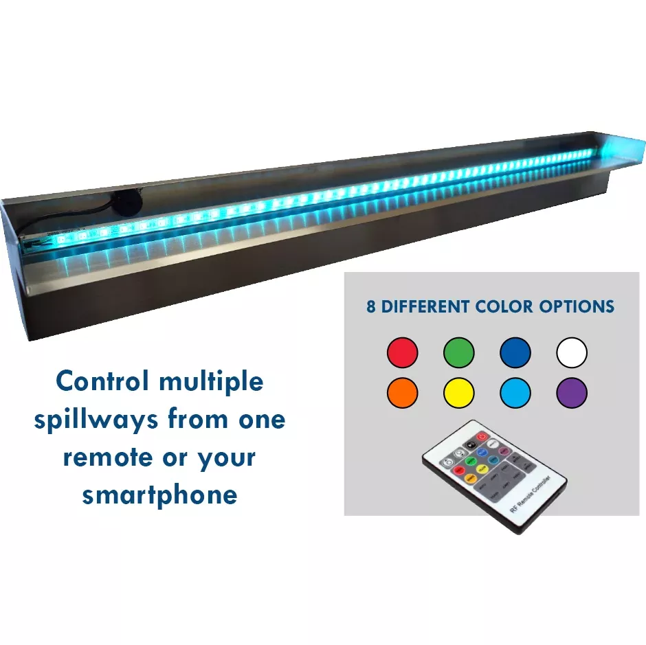 Anjon Stainless Steel NiteFalls™ Spillways with Optional Color-Changing Lights