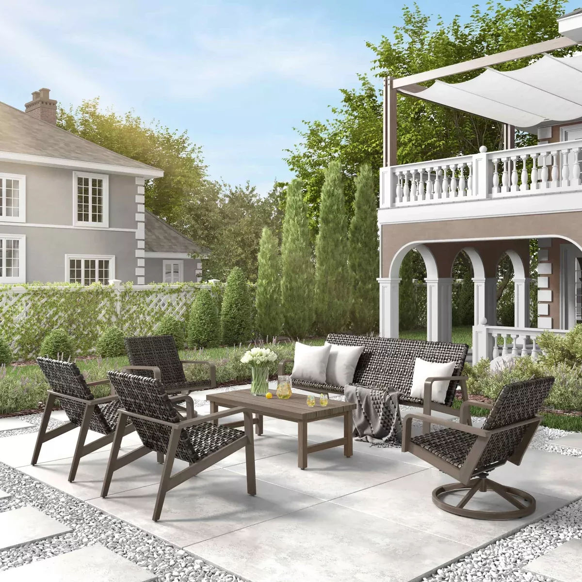 Antibes Aluminum Wicker Lounge Set