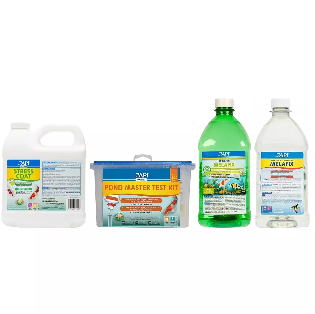 API Fish Pond Spring Start Up Bundle: Master Test Kit, MelaFix, PimaFix & Stress Coat