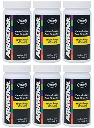 AquaChek High Range Chlorine Test Strips (100 test strips) (Pack of 6)