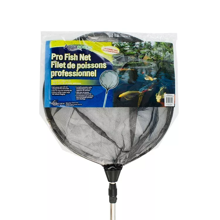 Aquascape Pro Fish Net Round with Extendable Handle and Black Soft Netting