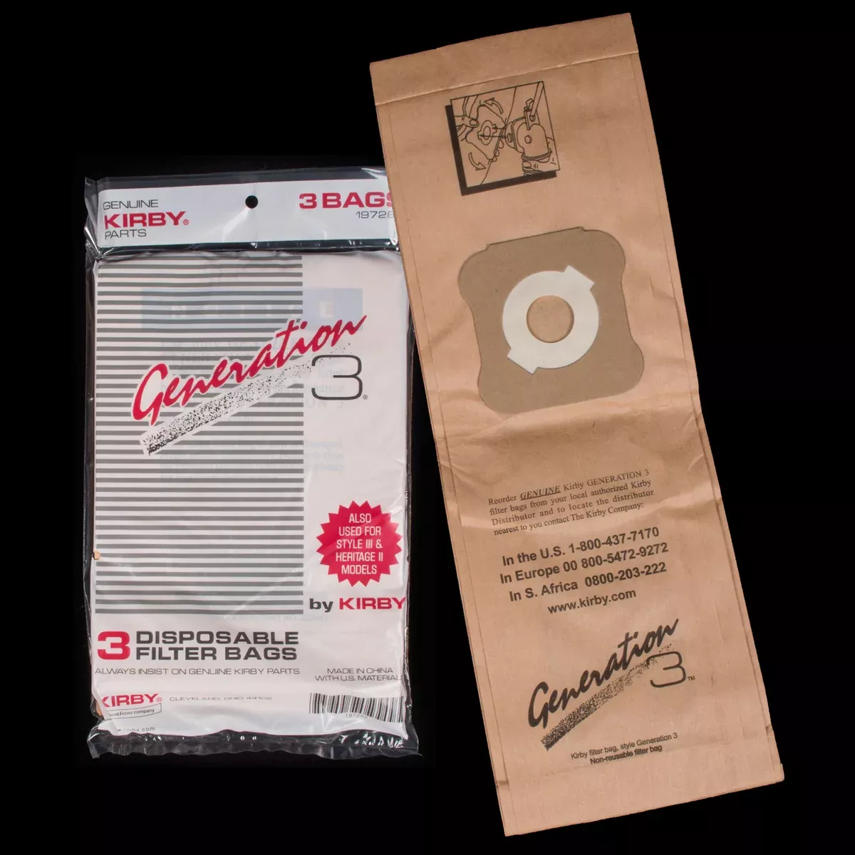BA10/76 Kirby OEM Paper Bag Generation 3 Style 3 Heritage 2 Legend 2 **3 Pack**