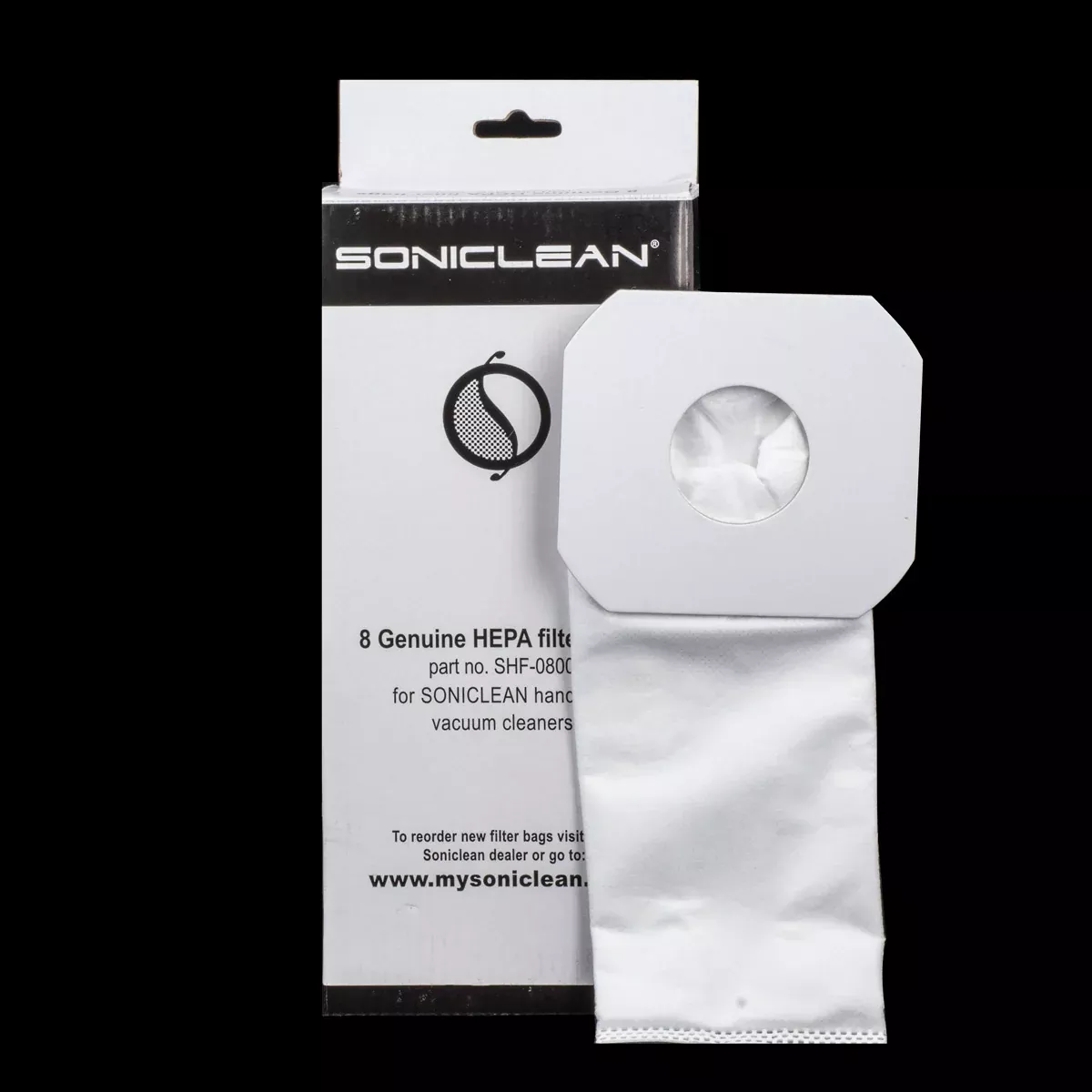 BASH0800 Soniclean Canister H13 HEPA Filter Bag Fits Hand Held Model HH-0800 Pack of 8, 10 Pks to a Case