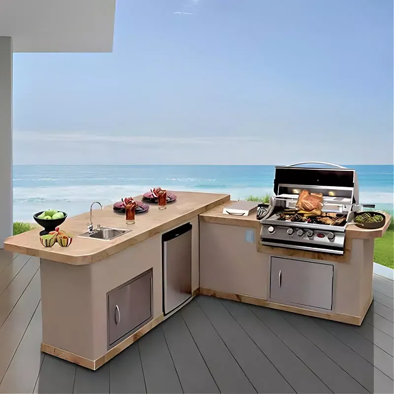 Cal Flame Carmel Q Platinum Series BBQ Island with P4 Grill Bundle | Model: BBK-870