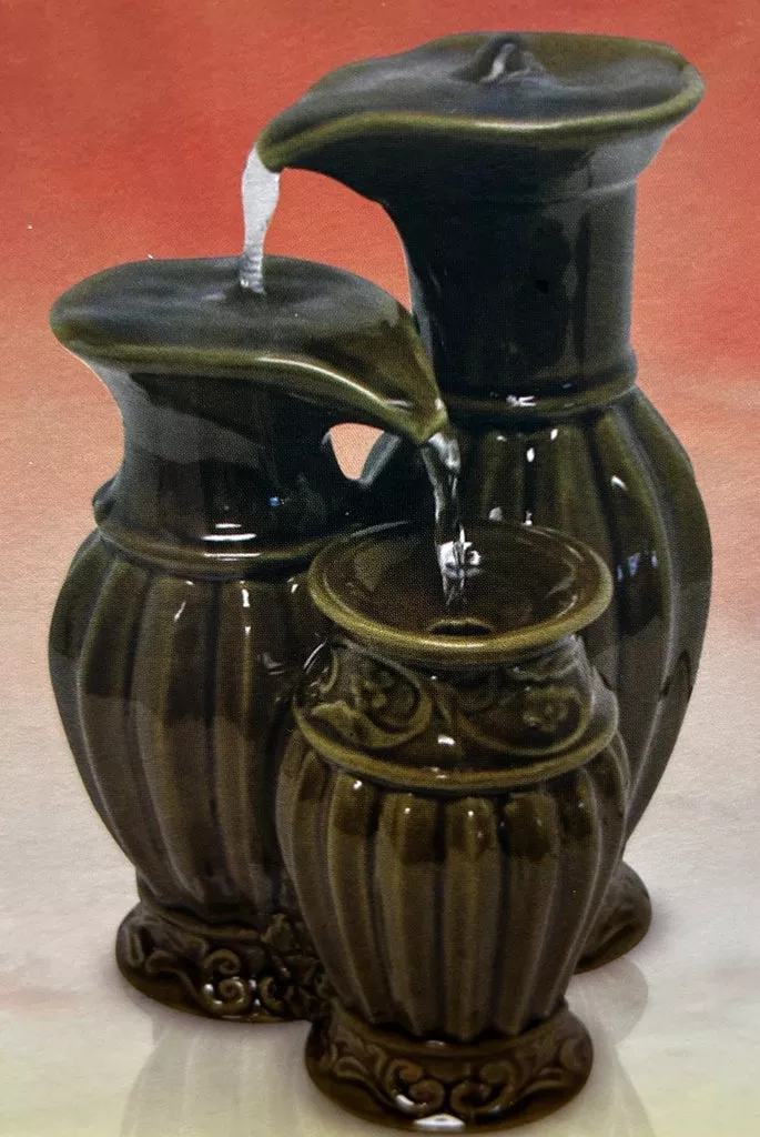 Ceramic Tabletop Tiered Fountain CTT108 Three Pitchers