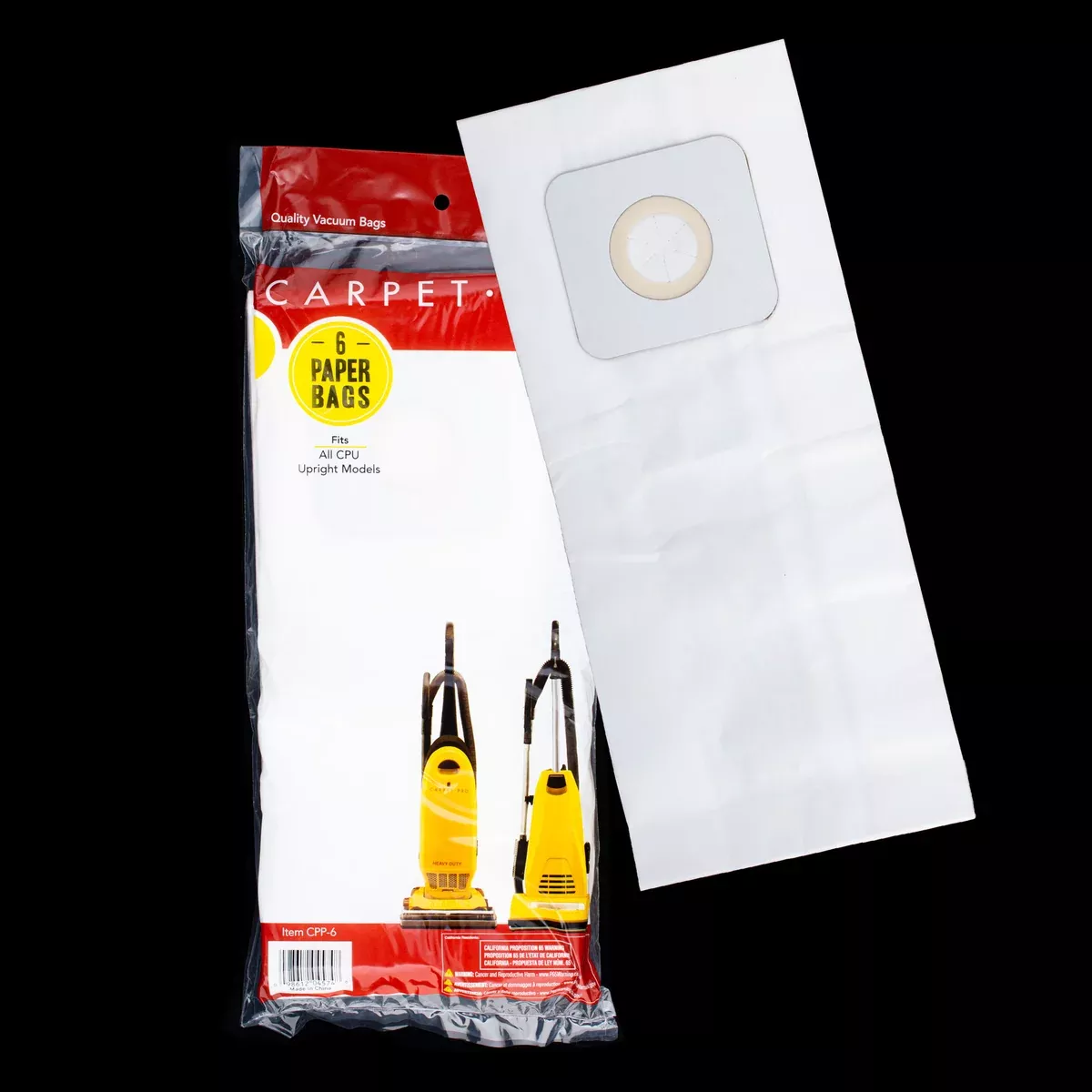CPP-6 Carpet-Pro OEM Paper Bag Pack of 6 for CPU Upright Vacuums Including Models CPU1, CPU1T, CPU1QD, CPU2, CPU2T, CPU4N, CPU4T, CPU75, CPU75T, CPU85, CPU85T, CPU250, & CPU350
