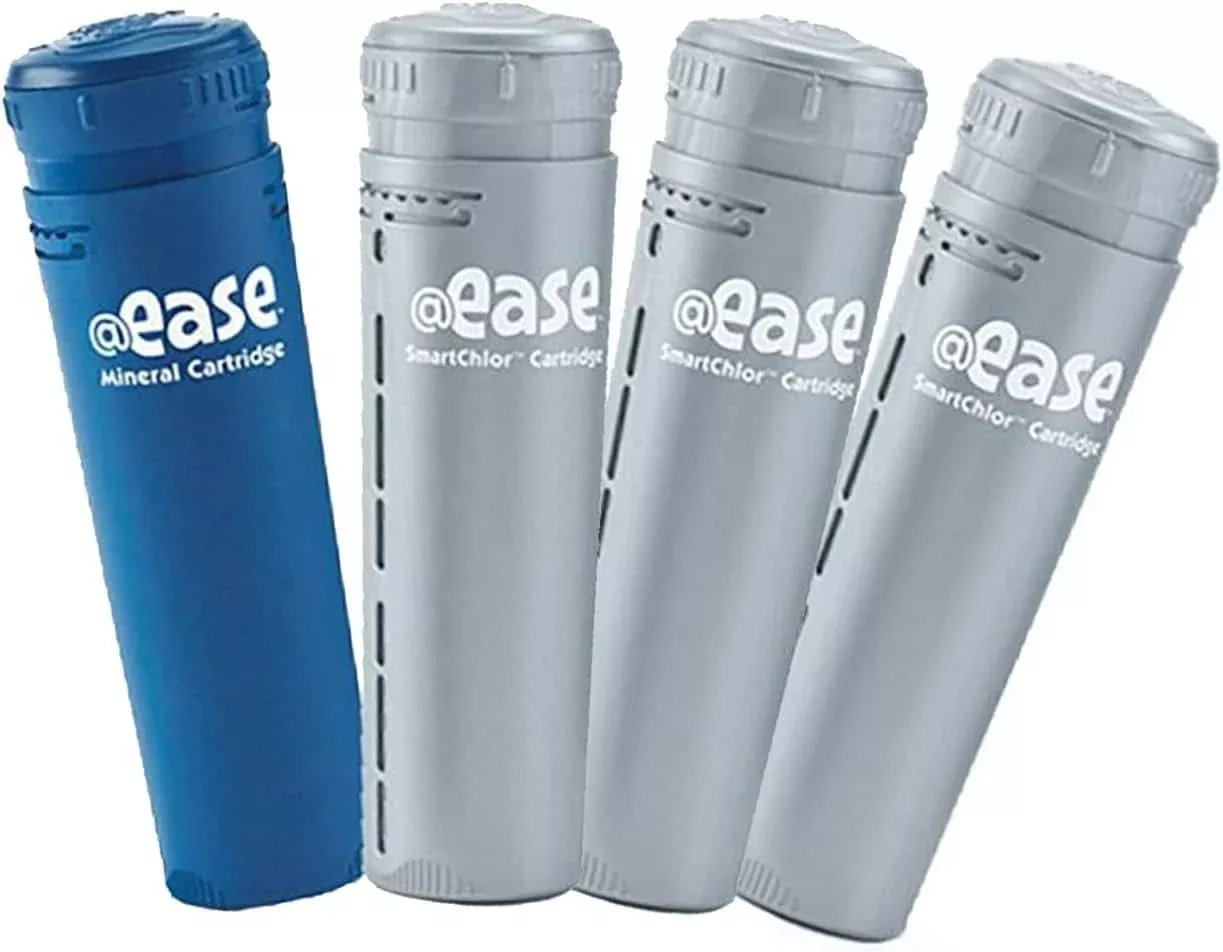 FROG @Ease In-Line Cartridge System Value Pack- 1 Mineral Cartridge plus 3 SmartChlor Cartridges for Marquis Spas, Caldera Spas, Artesian Spas and Hot Springs Spas.