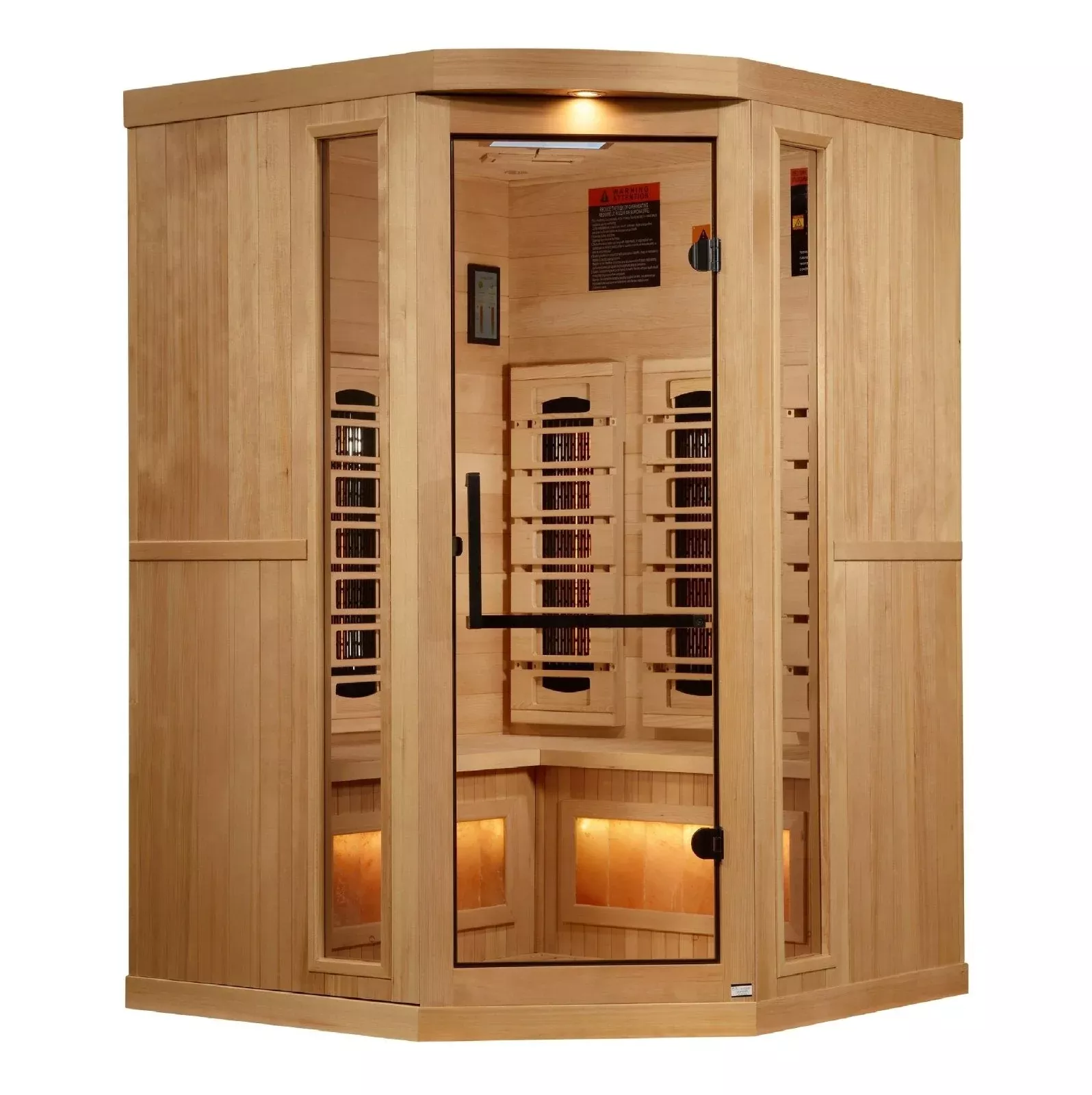 Golden Designs 3-Person Full Spectrum PureTech™ Near Zero EMF Corner Unit Infrared Sauna with Himalayan Salt Bar | Model: GDI-8035-03