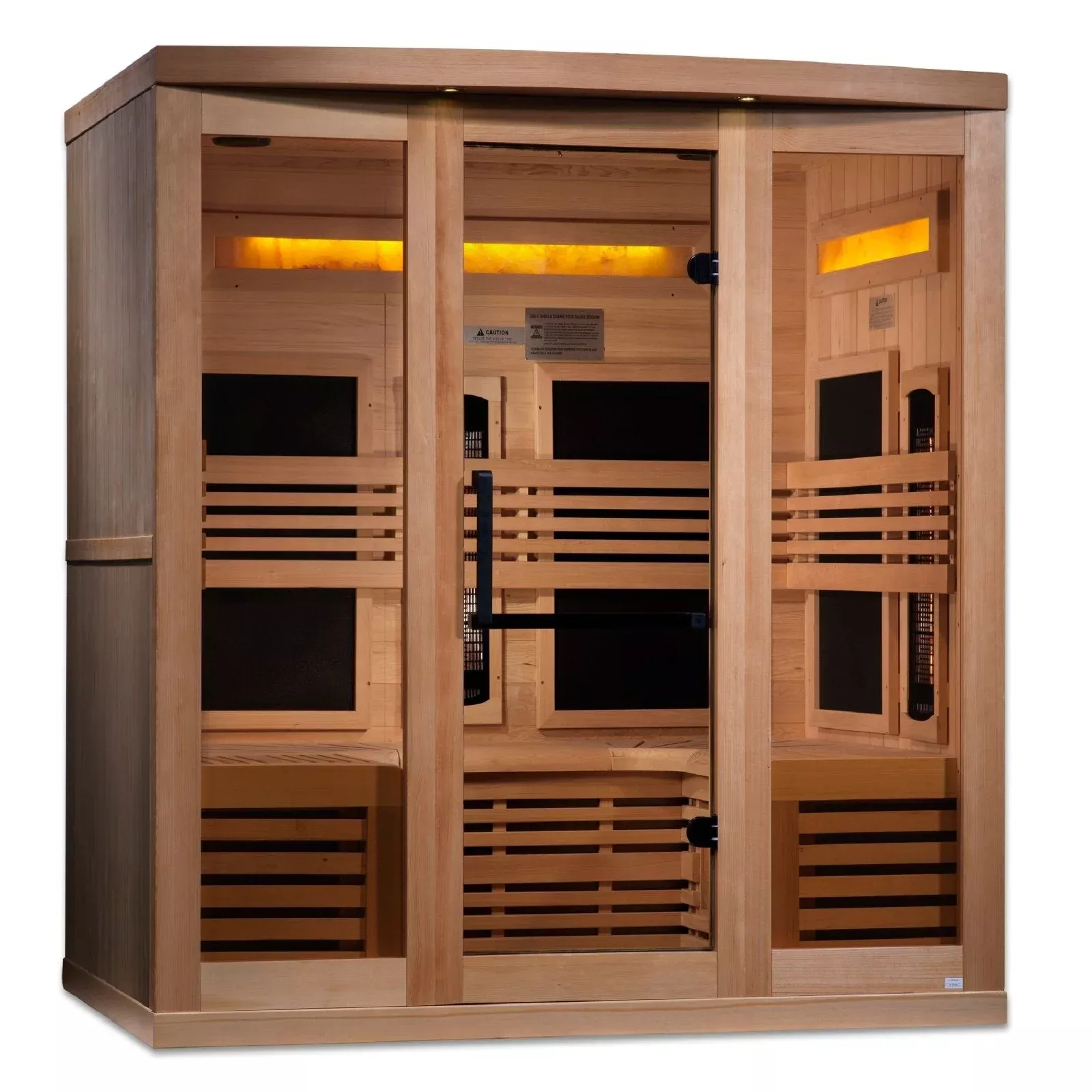 Golden Designs 6-Person Full Spectrum PureTech™ Near Zero EMF Infrared Sauna with Himalayan Salt Bar | Model: GDI-8260-01