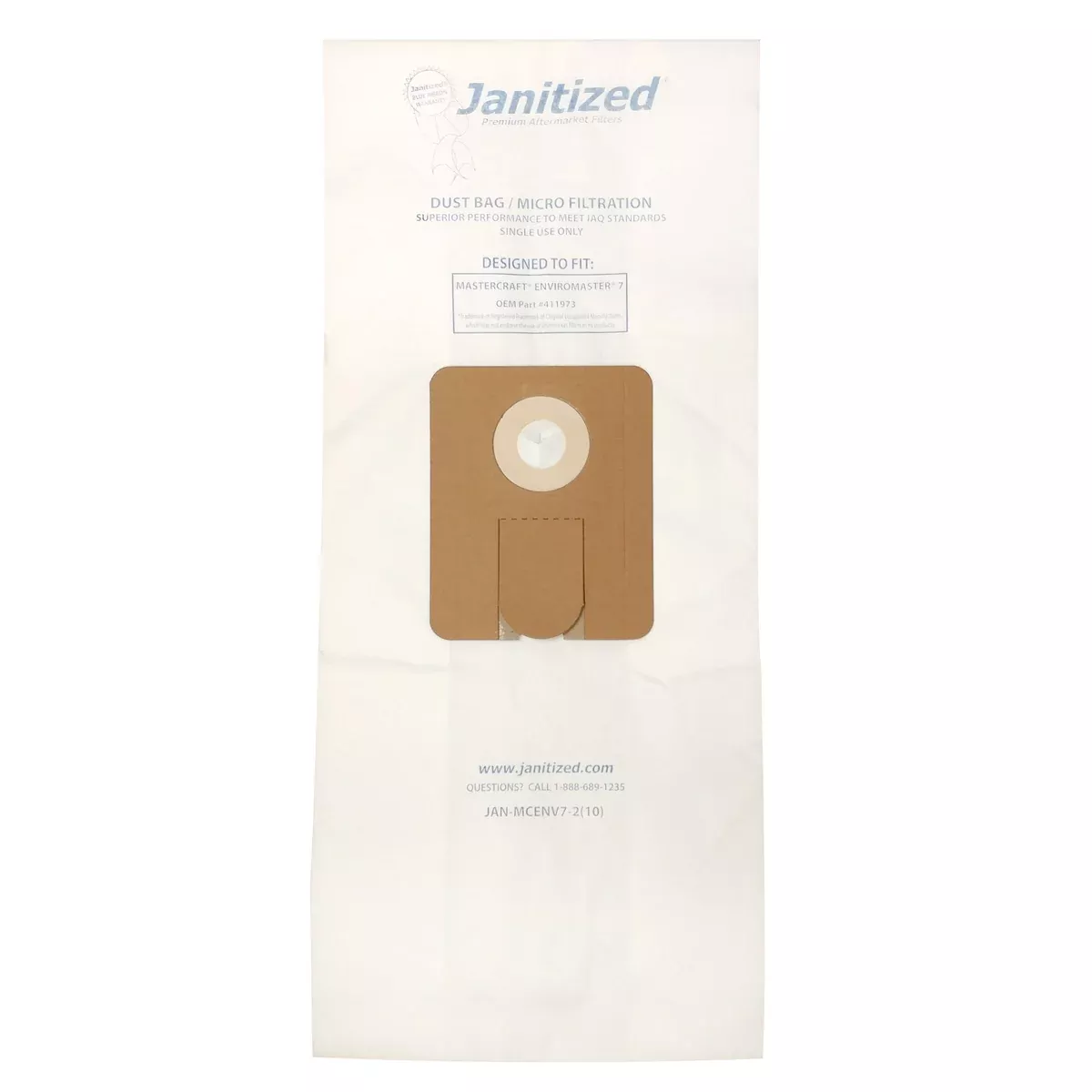 JAN-MCENV7-2(10) Janitized Paper Bag Mastercraft Enviromaster 7 Micro Filter Case Of 10 10pks OEM# 411973