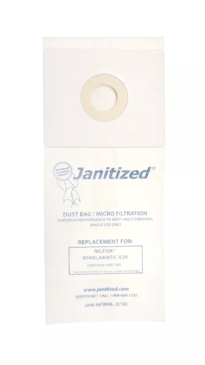 JAN-NFWHL-2(10) Janitized Paper Bag Nilfisk Whirlamatic VS20 Burnisher Micro Filter Case Of 10 10pks OEM# 391185