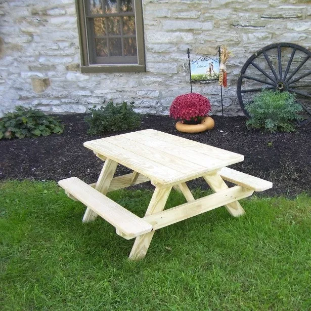 A&L Furniture Co. 4' Amish-Made Pressure-Treated Pine Kids Picnic Table