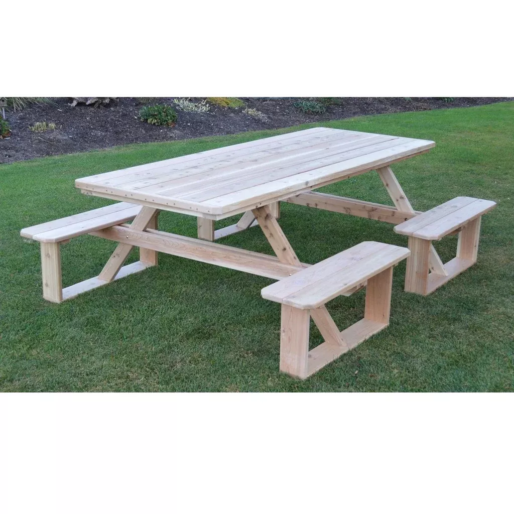 A&L Furniture Co. 8' Amish-Made Rectangular Cedar Walk-In Picnic Tables