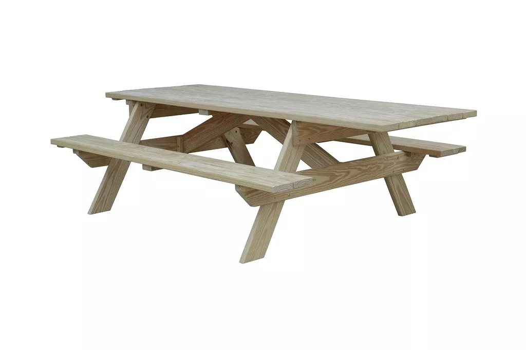A&L Furniture Co. 8' Amish-Made Rectangular Pressure-Treated Pine Heavy Duty ADA Compliant Park Tables
