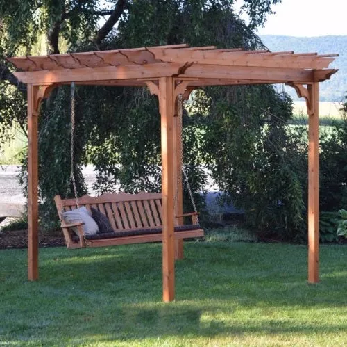 A&L Furniture Co. Amish-Made Cedar Pergola with 6' Porch Swing