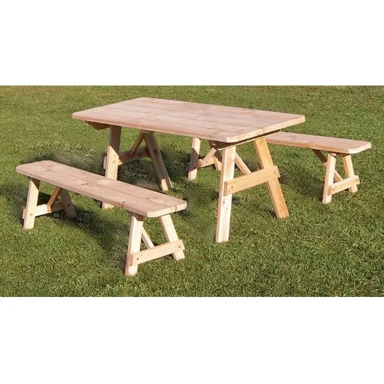 A&L Furniture Co. Amish-Made Cedar Traditional Picnic Tables with Benches