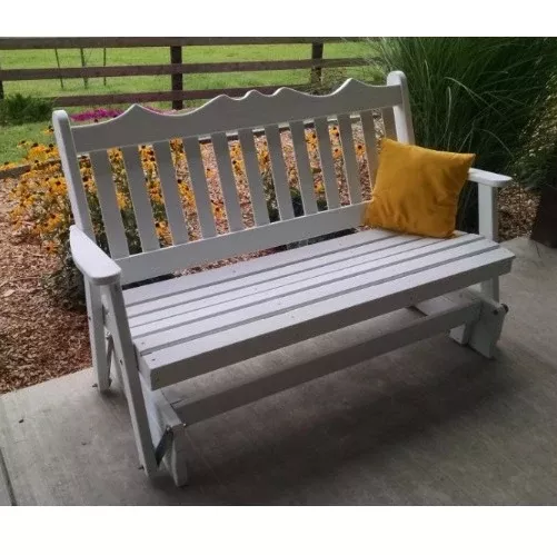 A&L Furniture Co. Amish-Made Pine Royal English Glider Benches