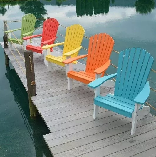 A&L Furniture Co. Amish-Made Two-Tone Poly Adirondack Chairs with White Frame
