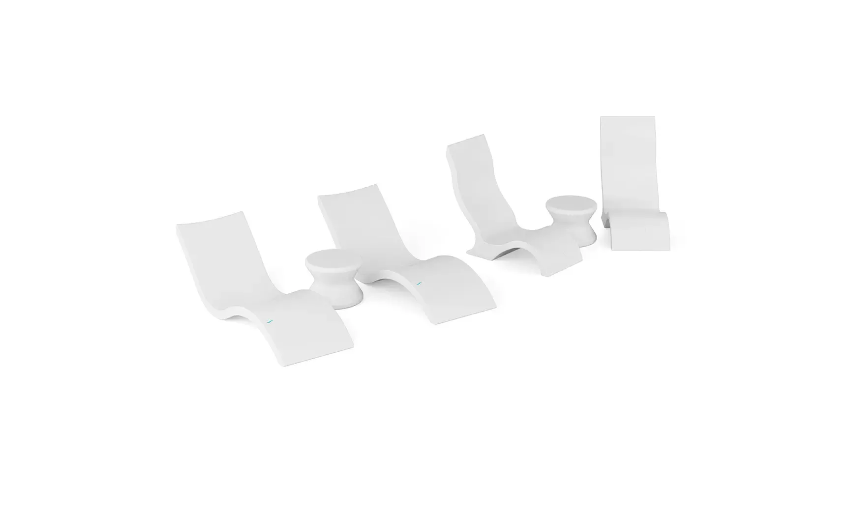 Ledge Lounger Signature Chaise with Chairs and Side Table In-Pool 6-Piece Set