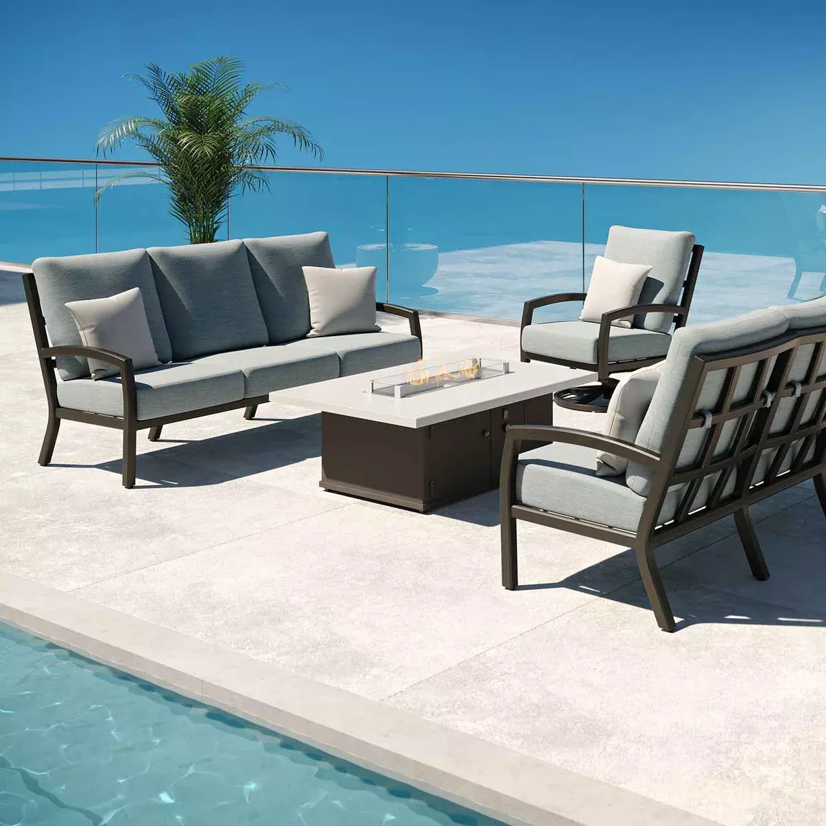 Muirlands Outdoor Cushion Sofa Fire Pit Set