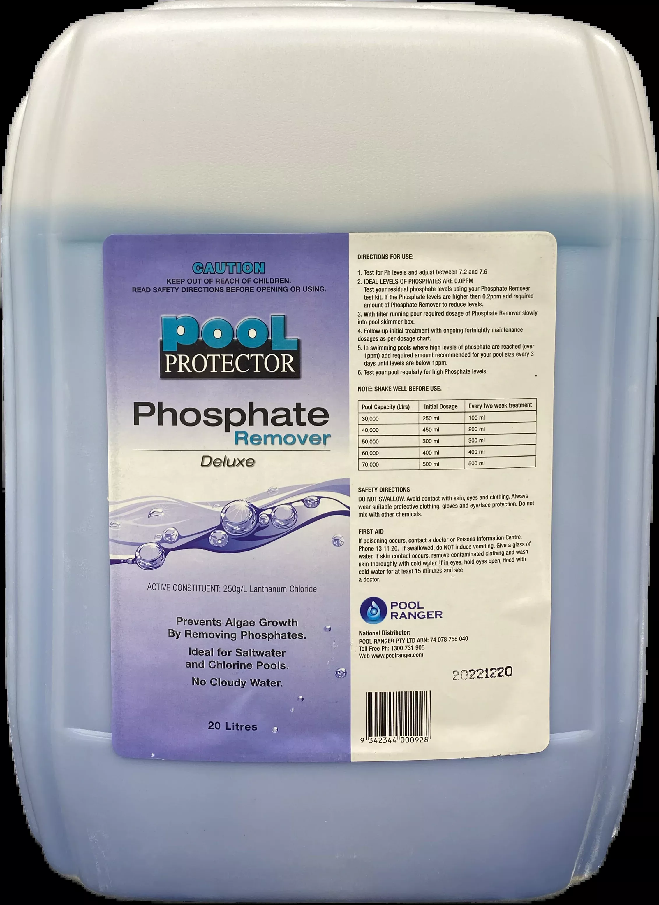 Pool Protector 20L Phosphate Remover Deluxe
