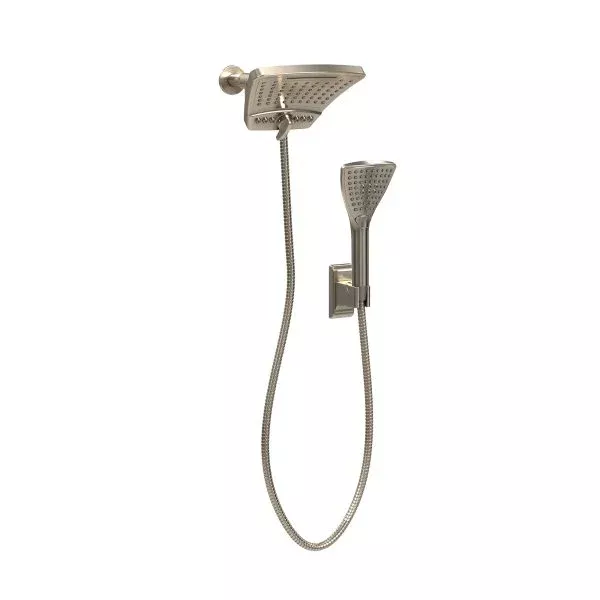 PULSE ShowerSpas PowerShot Shower System — 3-Function Curved Showerhead + 3-Function Handshower, Drill-Less Install
