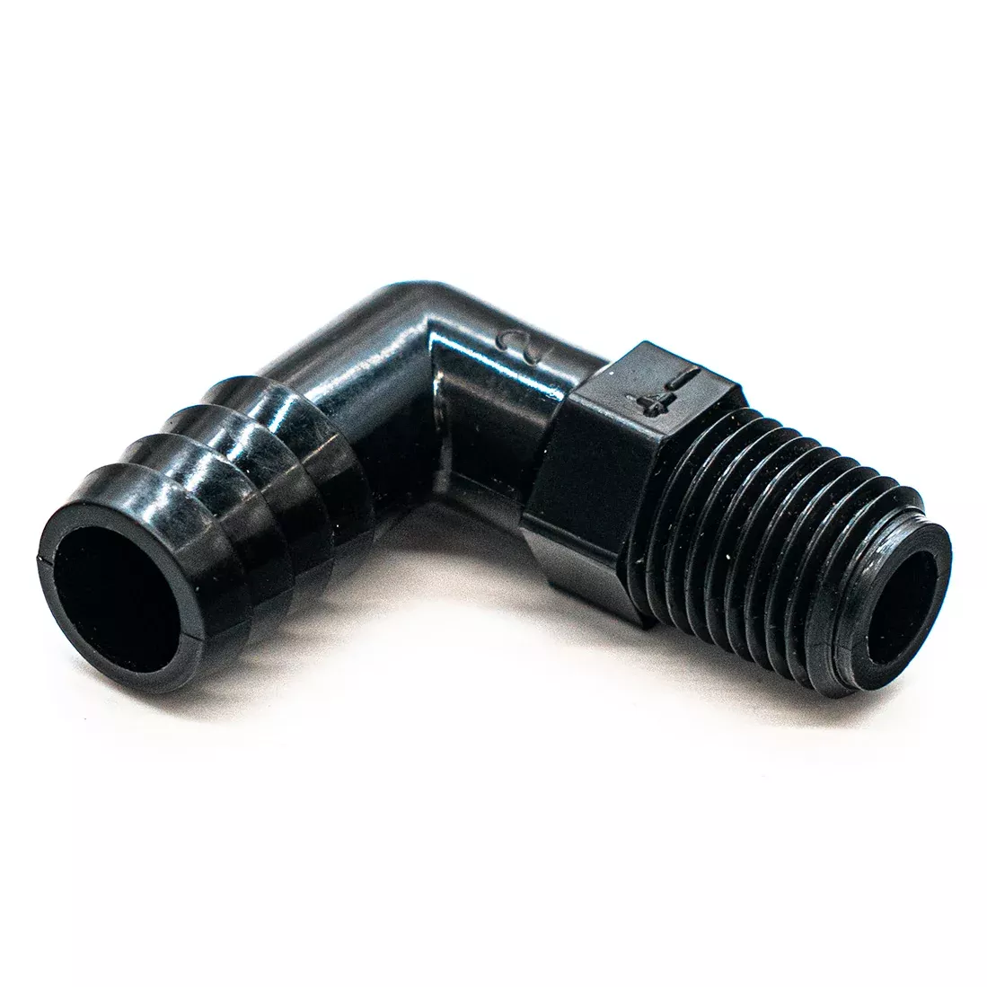 PVC Fitting, Elbow, 1/2" Barb x 1/4" MIPT (39438)