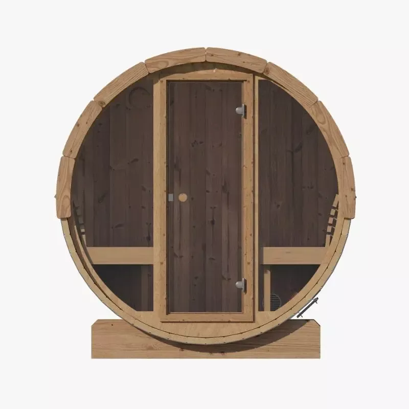 SaunaLife 4-Person Panoramic Outdoor Barrel Sauna Model E7G | AQVINA World
