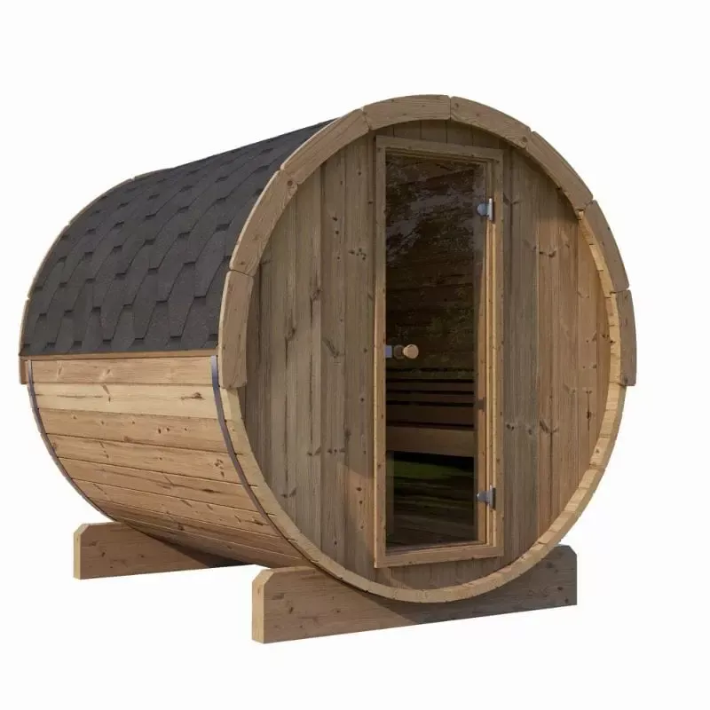 SaunaLife 6-Person Outdoor Barrel Sauna Model E8 | AQVINA World