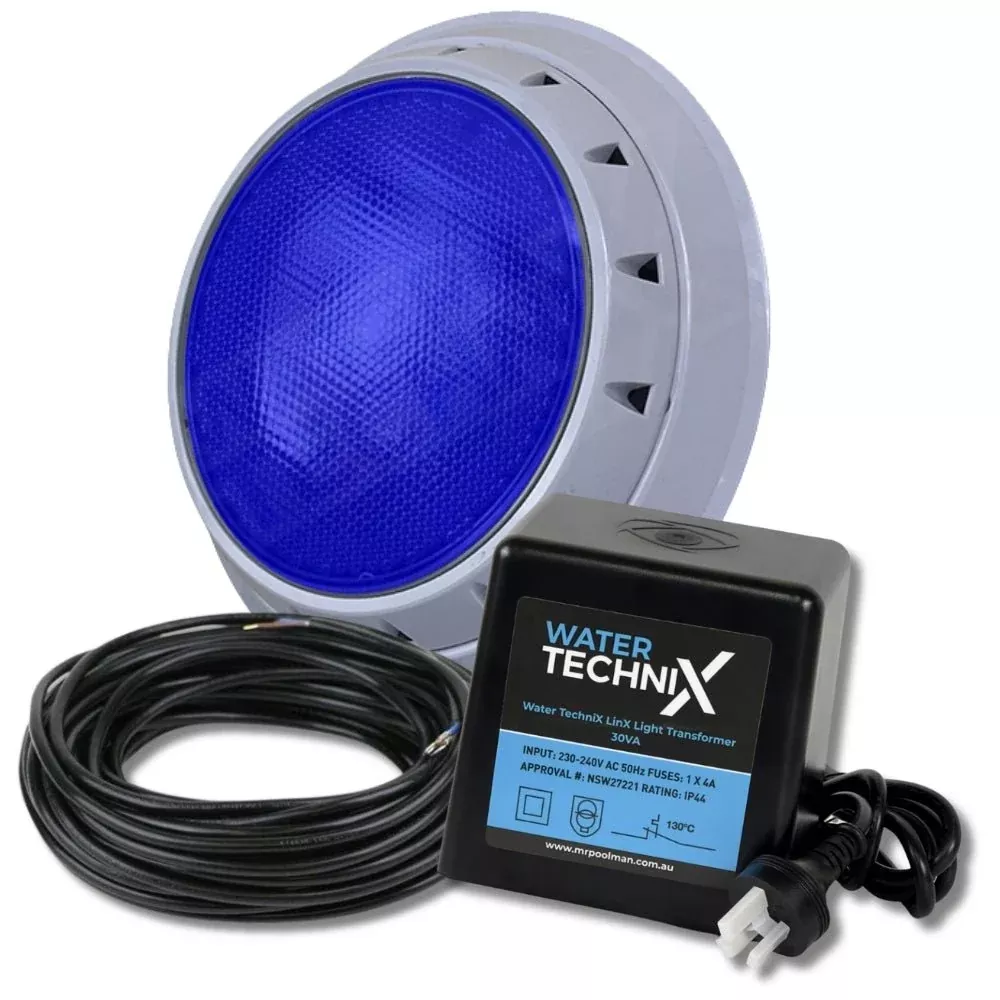 Water TechniX LED Pool Light Vivid Bundle - 1 x Blue + Transformer + 20m Cable