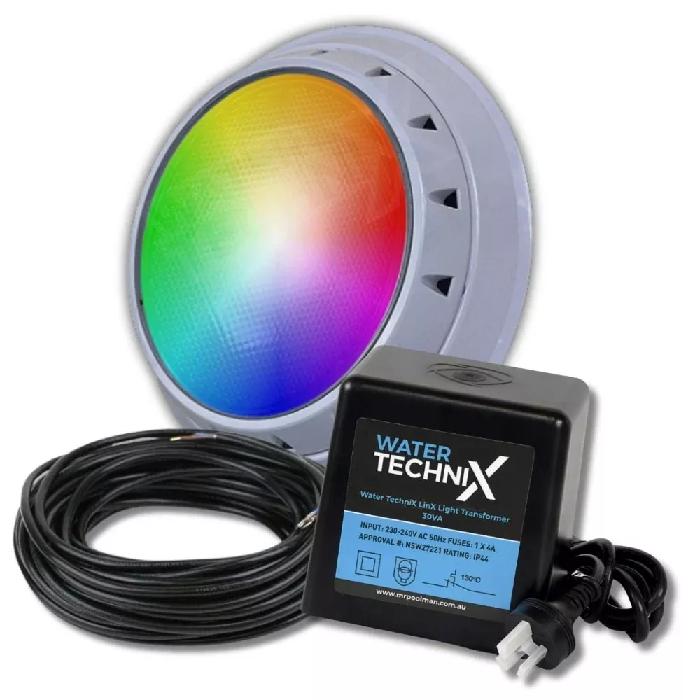 Water TechniX LED Pool Light Vivid Bundle - 1 x Multi Colour + Transformer + 20m Cable