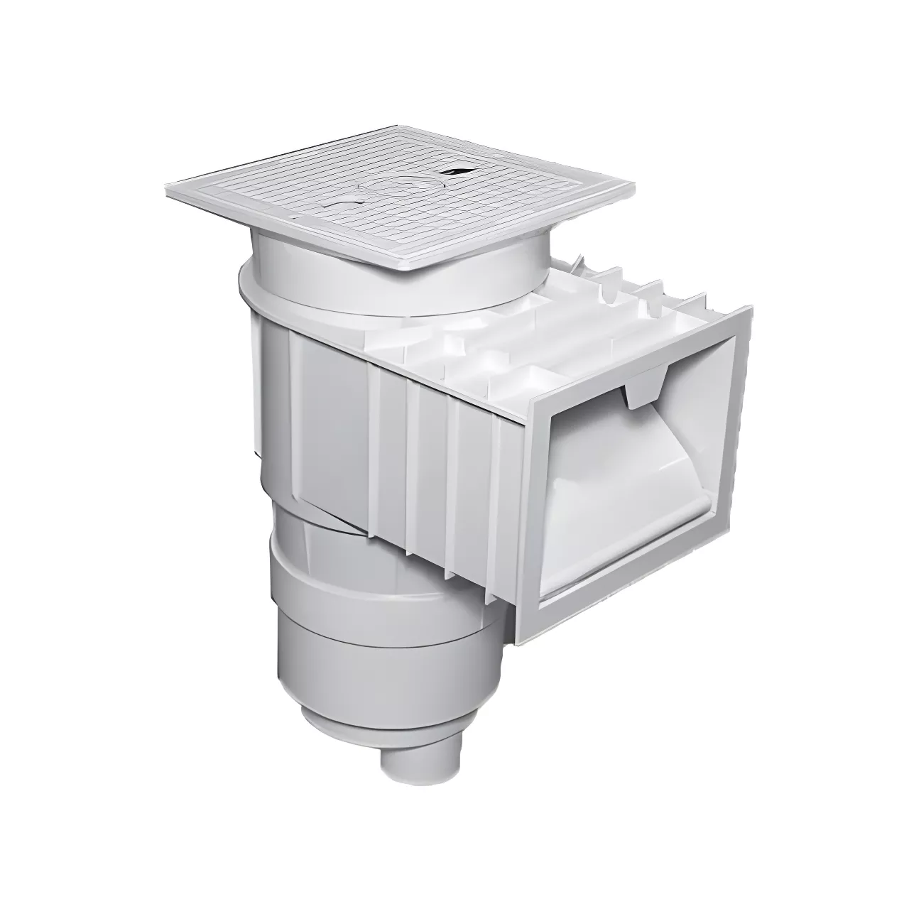 Waterway Renegade Gunite Skimmer, 2 Port, Square Lid, 2" Socket (2 1/2" Spigot), Gray |540-6417-S