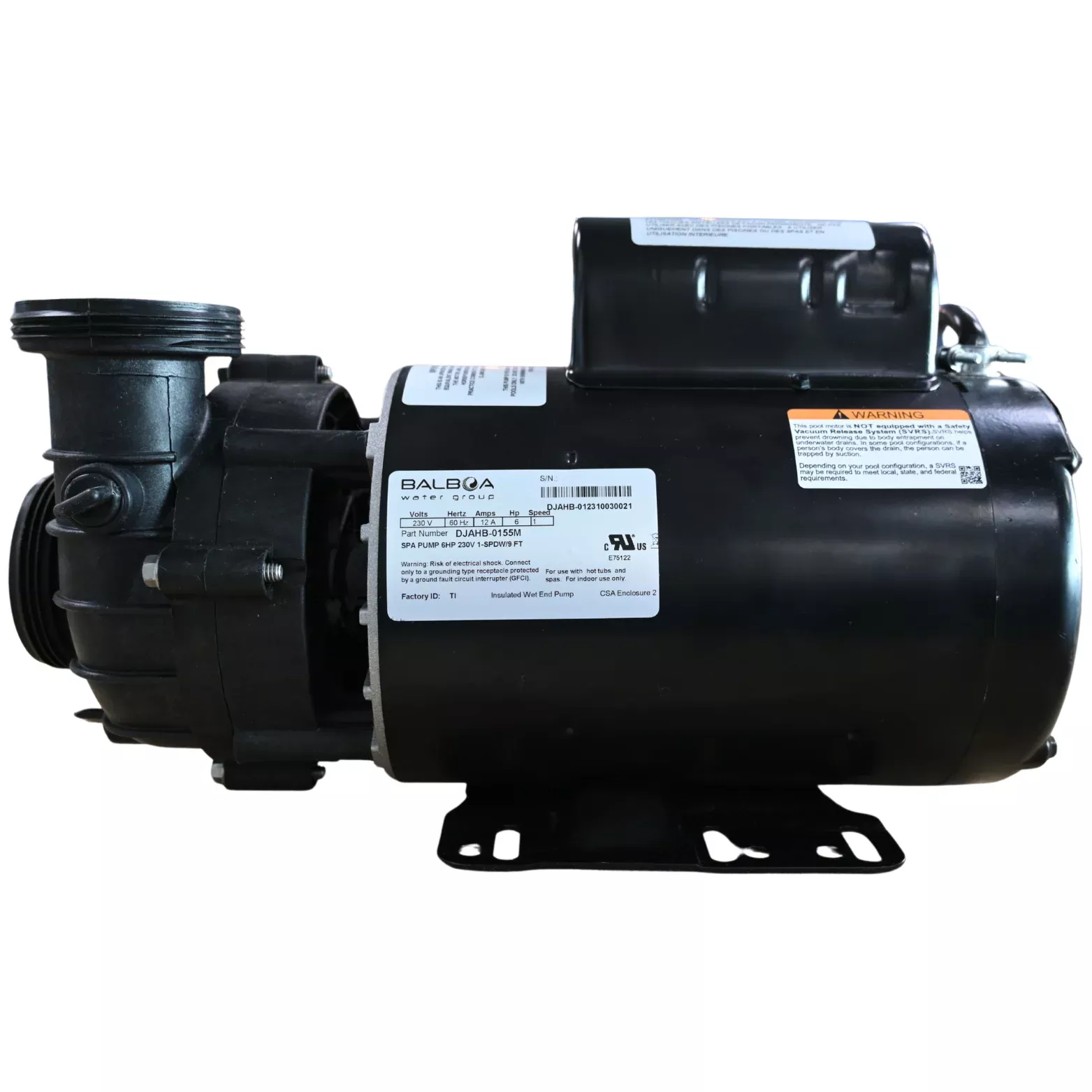 X320375 - Pump, 6 HP, 1 SPD, 230 V, 12 A, 56 FR, 60 HZ