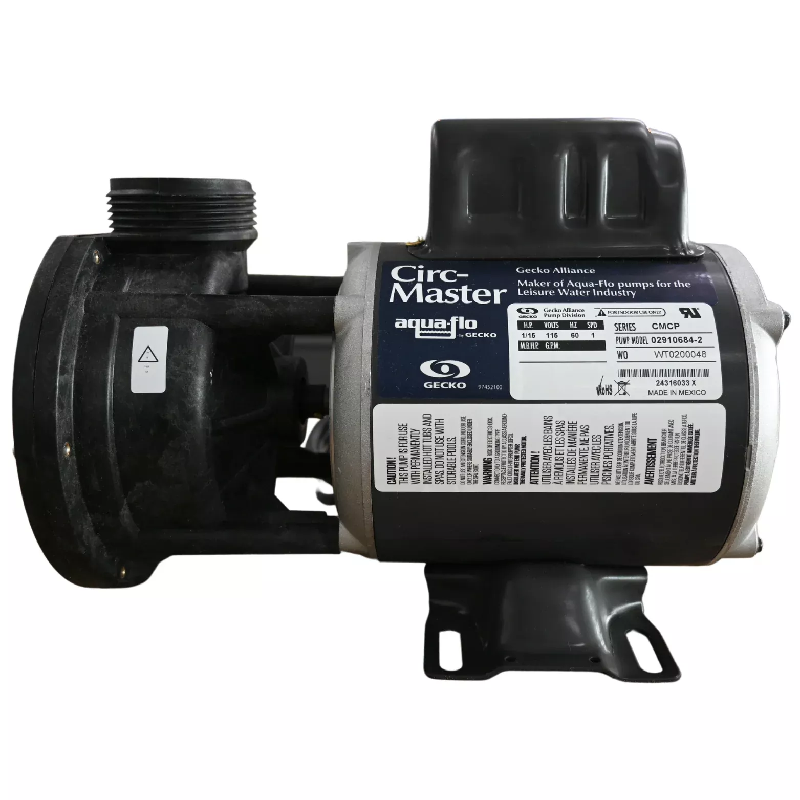 X321792 - Circulation Pump, 1/15 HP, 1 SPD, 115 V, 1.3 A, 60 HZ